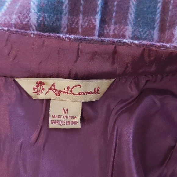 VINTAGE plaid woolblend coat capestyle size medium belt shape - Picture 12 of 13